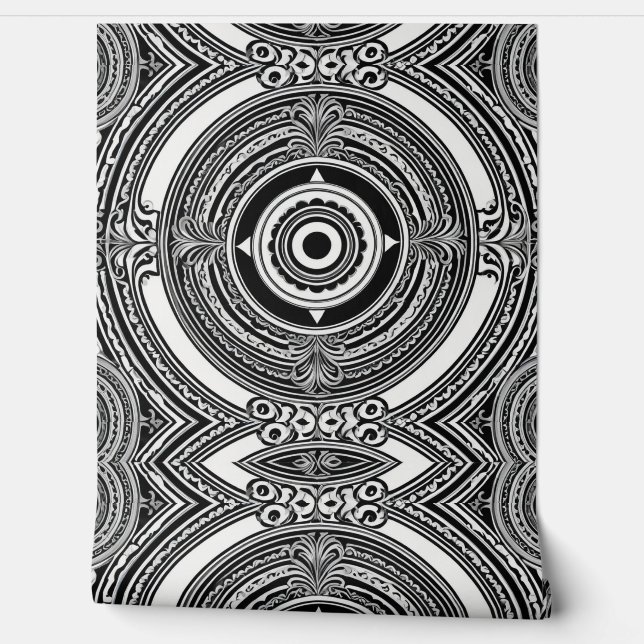 Monochromatic Medallions Wallpaper (Unrolling)