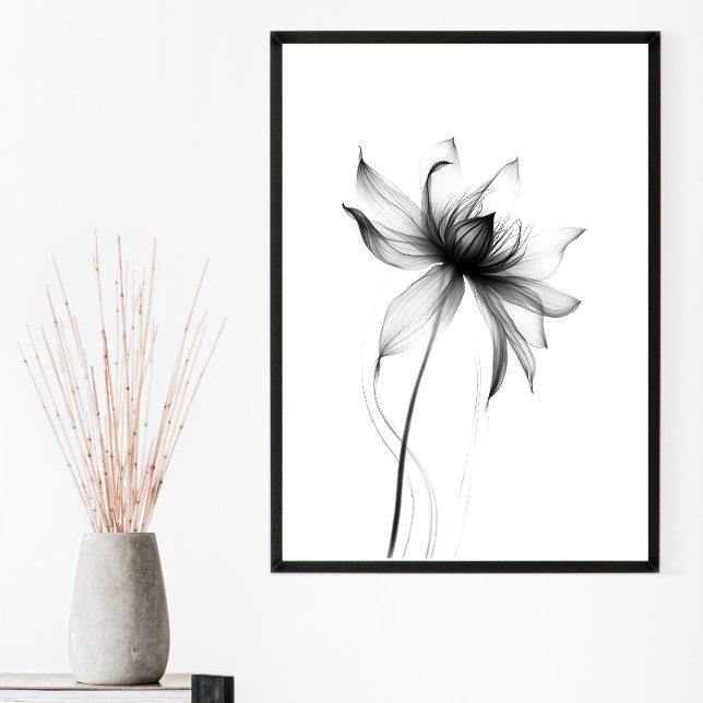 Monochromatic Minimalist Floral Wall Art Print (Creator Uploaded)