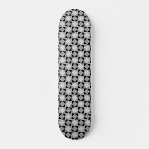 Monochromatic Modern Chequered Geometric Pattern Skateboard
