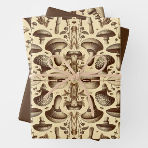 Monochromatic Mushrooms Wrapping Paper Sheet