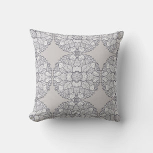 Monochromatic Neutral Tones Botanical Pattern  Cushion