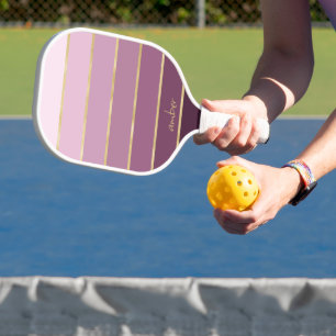 Monochromatic Pink Gradient   Gold Personalisation Pickleball Paddle