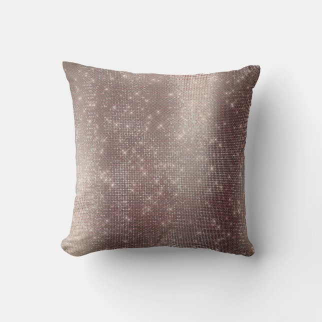 Monochromatic Pink Grey Metallic Sparkly Sequin Cushion (Front)
