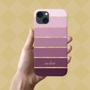 Monochromatic Pink with Gold Personalisation Case- iPhone 13 Case