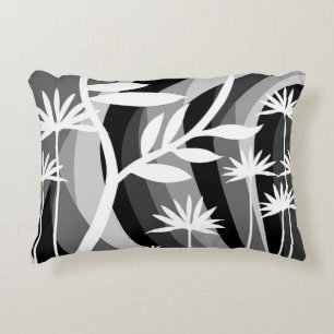 Monochromatic Plant Print  Decorative Cushion