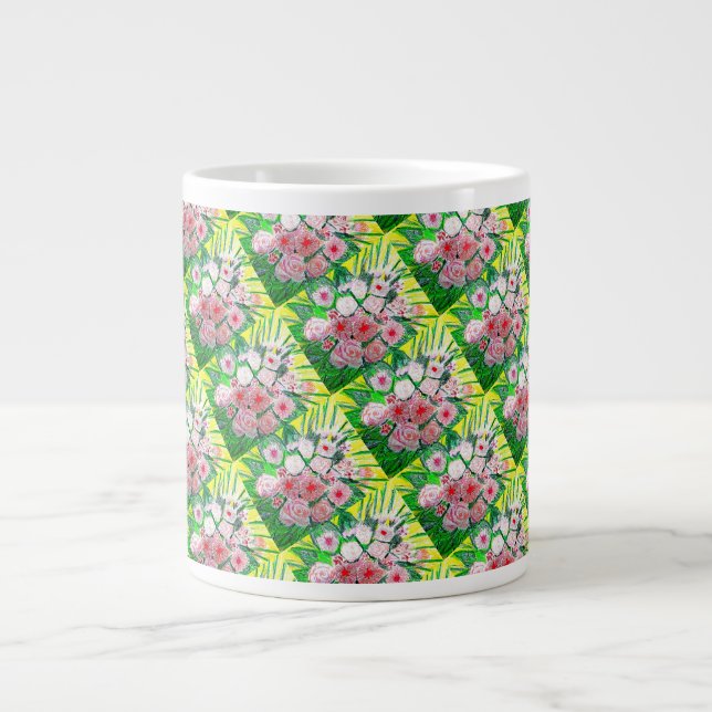 Monochromatic, Rosas, Dianthus caryophyllus,  Gerb Large Coffee Mug (Front)
