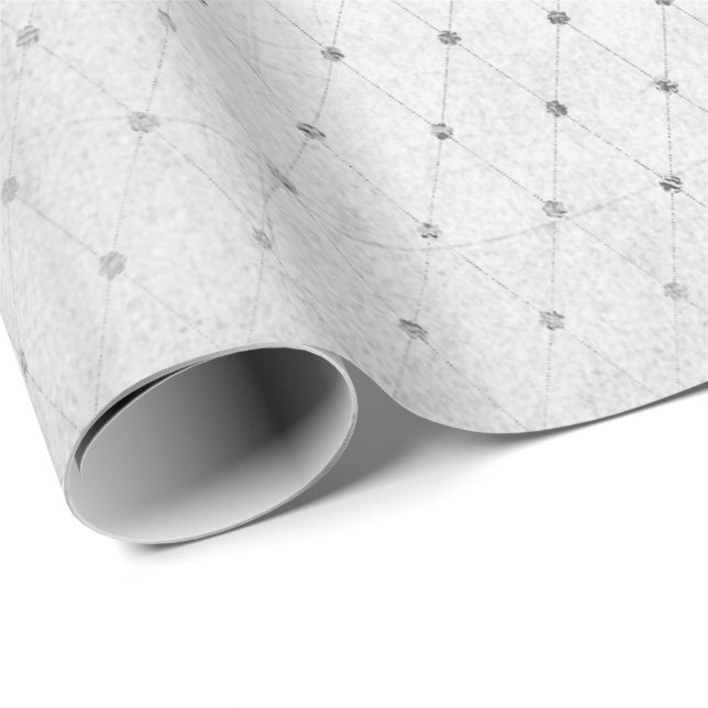 Monochromatic Silver Dots Net Grey Diamond Old Wrapping Paper (Roll Corner)