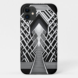 Monochromatic Stairway: Obelisk of Contrasts iPhone 11 Case