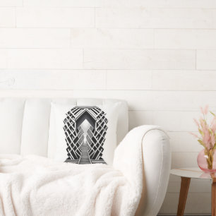 Monochromatic Stairway: Obelisk of Contrasts Cushion