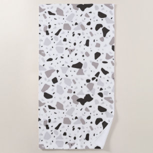 Monochromatic Terrazzo Pattern Beach Towel