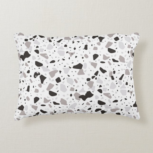 Monochromatic Terrazzo Pattern Decorative Cushion (Front)
