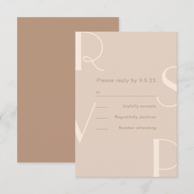 Monochromatic Type Beige Rsvp Card (Front/Back)