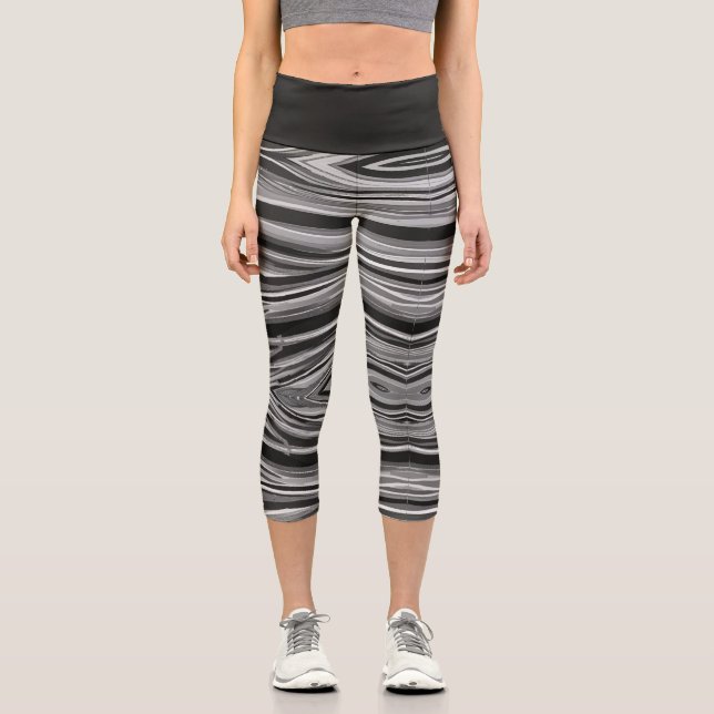 Monochromatic Waves Capri Leggings (Front)