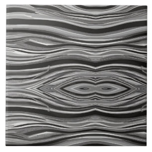 Monochromatic Waves Ceramic Tile