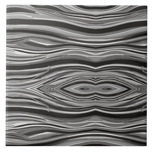 Monochromatic Waves Ceramic Tile (Front)
