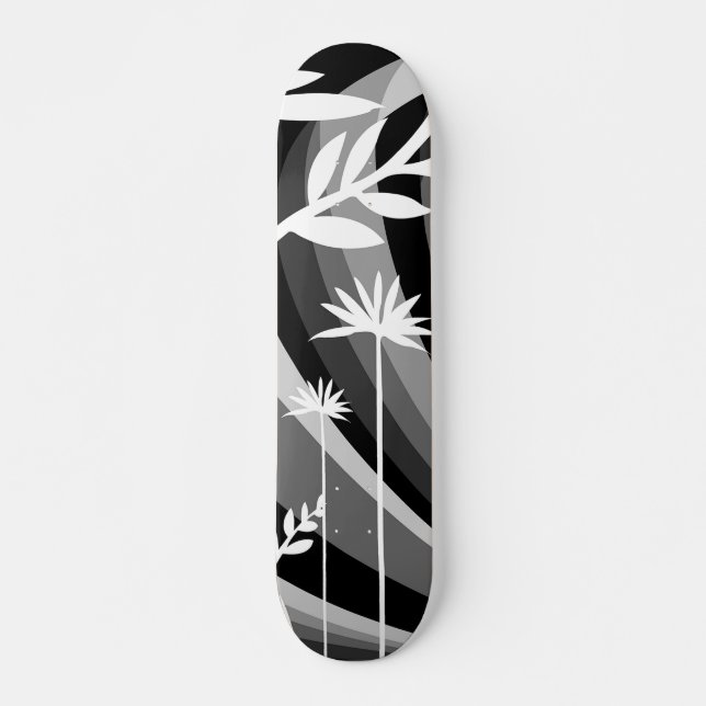 Monochromatic White Plant  Skateboard (Front)