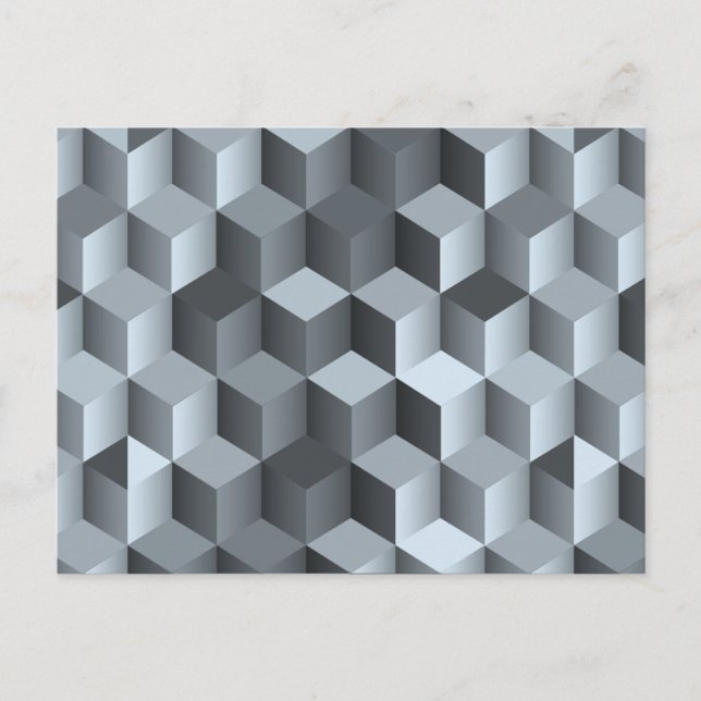Monochrome 3D Cube Design Postcard (Front)