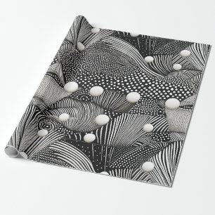 Monochrome Abstract Black White Organic Geometric Wrapping Paper