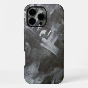 Monochrome Abstract Brushstrokes Black and White iPhone 16 Pro Max Case