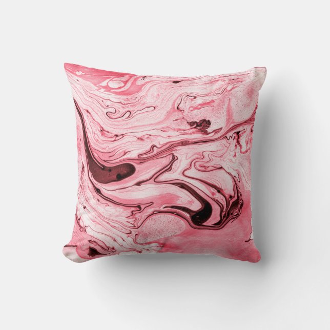 Monochrome Abstract Water Paintbrush,Red Futuristi Cushion (Front)