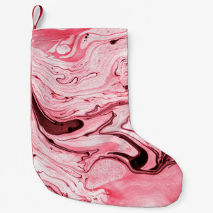 Monochrome Abstract Water Paintbrush,Red Futuristi Small Christmas Stocking