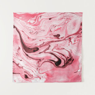 Monochrome Abstract Water Paintbrush,Red Futuristi Tapestry