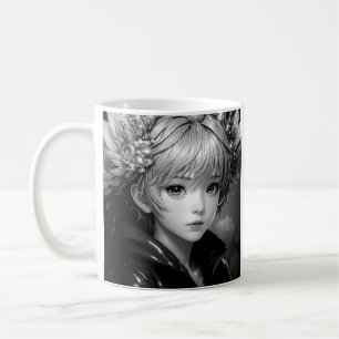 Monochrome Anime Girl Coffee Mug