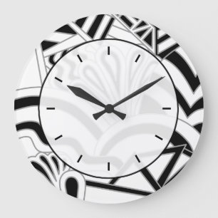 Monochrome Art Deco Design. Large Clock