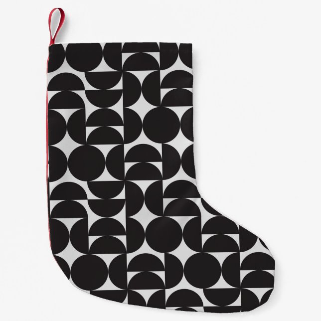 monochrome art shape geometry mid century pattern  small christmas stocking (Front)