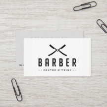 Monochrome Barber Shop Cut & Shave Business Card
