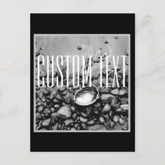 MONOCHROME BEACH PHOTO SHELL STONES SAND CUSTOM POSTCARD