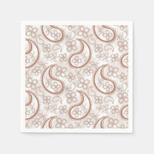 Monochrome beige and white paisley pattern. napkin