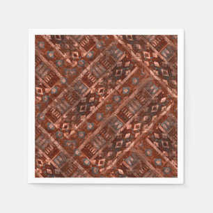 Monochrome beige brown ethnic pattern. napkin