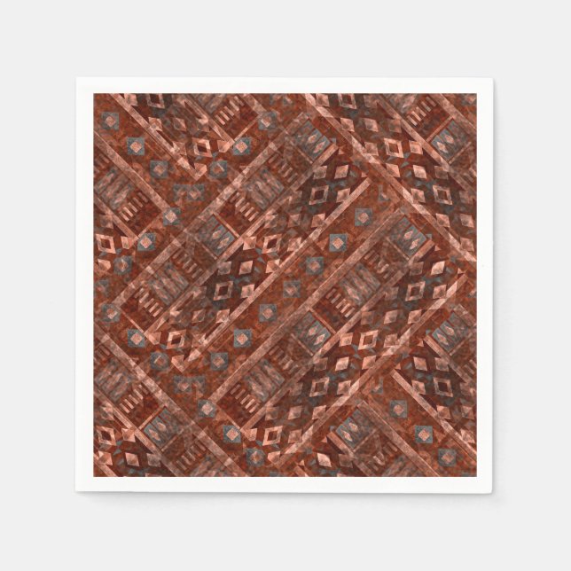 Monochrome beige brown ethnic pattern. napkin (Front)