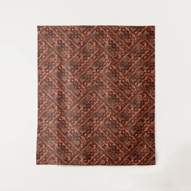 Monochrome beige brown ethnic pattern. tapestry (Front)