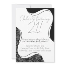 Monochrome Birthday Invite - Black and White