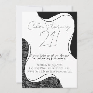 Monochrome Birthday Invite - Black and White