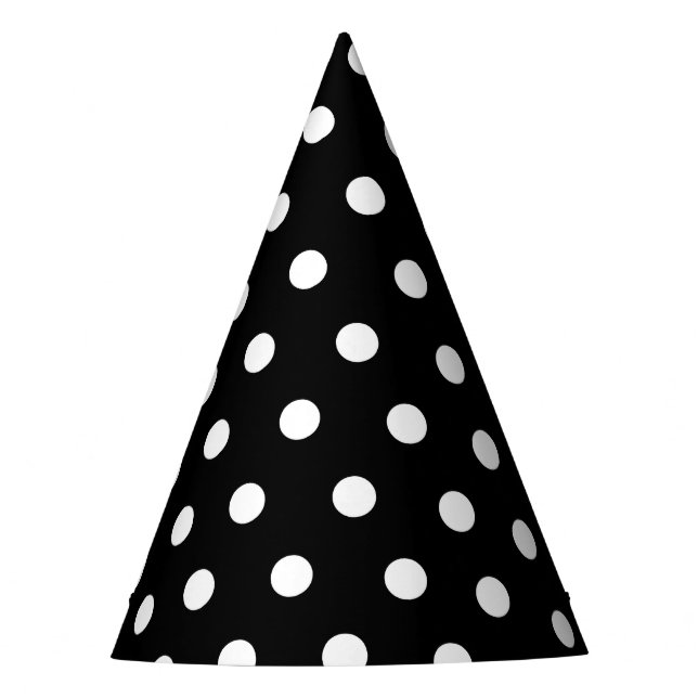 Monochrome Black and White Dots Party Hat (Front)