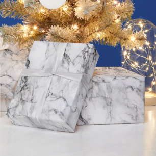 Monochrome Black White Marble Texture Wrapping Paper