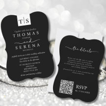 Monochrome Black White QR Code Budget Wedding
