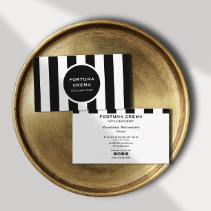 Monochrome Black & White Stripes Classic Marketing Business Card
