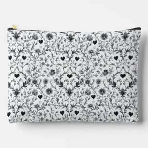 Monochrome Bloom Cosmetic Accessory Pouch