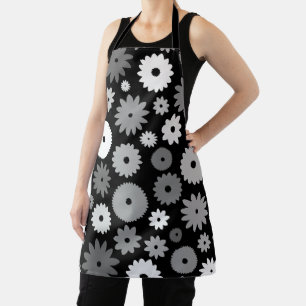 Monochrome Blooms Large Pattern Apron