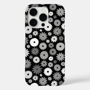 Monochrome Blooms Repeat Pattern iPhone 16 Pro Case