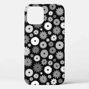 Monochrome Blooms Repeat Pattern iPhone 12 Pro Case