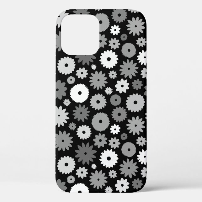 Monochrome Blooms Repeat Pattern Case-Mate iPhone Case (Back)