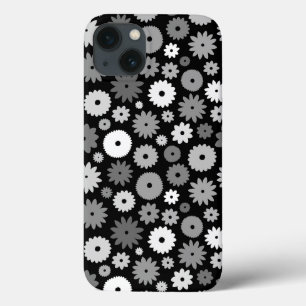 Monochrome Blooms Repeat Pattern iPhone 13 Case