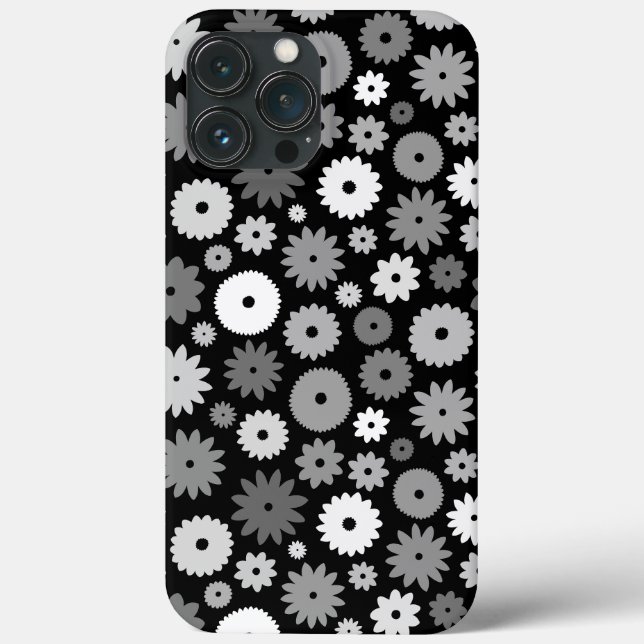 Monochrome Blooms Repeat Pattern Case-Mate iPhone Case (Back)
