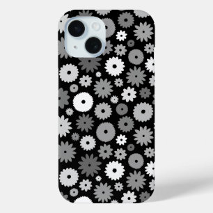 Monochrome Blooms Repeat Pattern iPhone 15 Case
