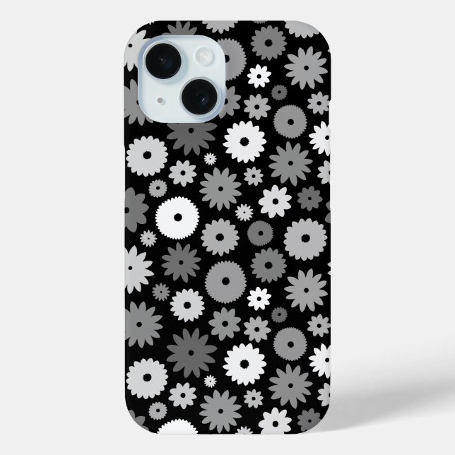 Monochrome Blooms Repeat Pattern Case-Mate iPhone Case (Back)
